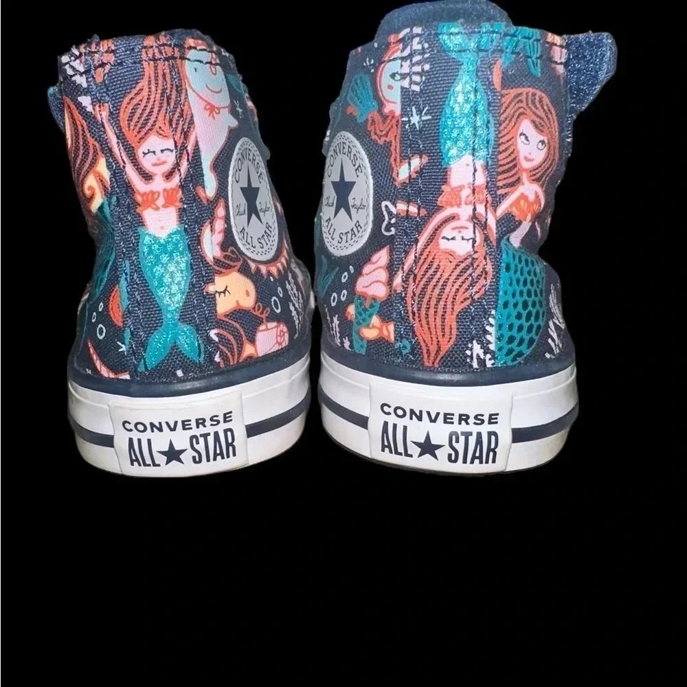Girls Converse All Star Chuck Taylor High Top Mermaid Shoes size 4 todd…